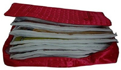 KUBER INDUSTRIES Designer 12 Flap Saree Cover in Quilted Satin sc069 Maroon KUBER INDUSTRIES Garment Covers