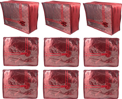 

Annapurna Sales Designer Large and Small Saree Covers - Set of 9 Pcs. Maroon00129(Maroon)