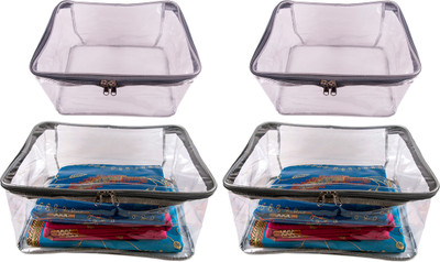 

Annapurna Sales Designer 9 Inch Height Full Transparent Big Saree/Blouse & Peticot Cover - Set of 4 Pcs. Grey00488(Grey)
