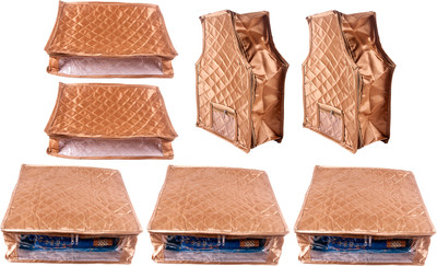 

Annapurna Sales Designer 5 Inch Height Side Transparent Large Saree/Blouse and Peticot Cover - Set of 7 Pcs. Golden00291(Golden)