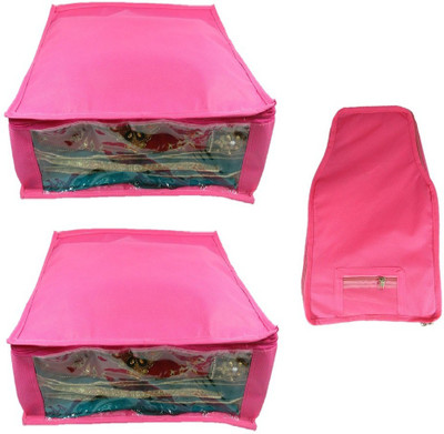 

Addyz Plain Combo Of Ladies Large Non - Woven 2saree And 1blouse Cover. Upto 5 - 6SC and 9-10BC each(Pink)