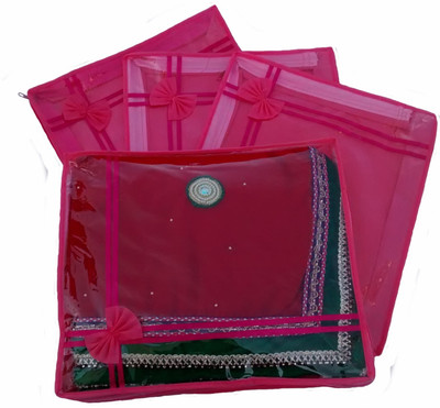 

Indi Bargain Non Woven Designer Saree Cover Set of 4(Pink)