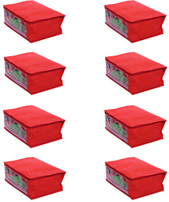KUBER INDUSTRIES Designer Saree Cover Set of 8 Pcs in Non Woven Material Red SLT024 Multicolor KUBER INDUSTRIES Garment Covers