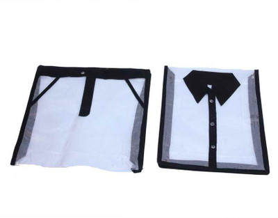 KUBER INDUSTRIES Designer Shirt, Trouser Cover In Full Transparent Net 2 Pcs Set MKU0050080 Black KUBER INDUSTRIES Garment Covers