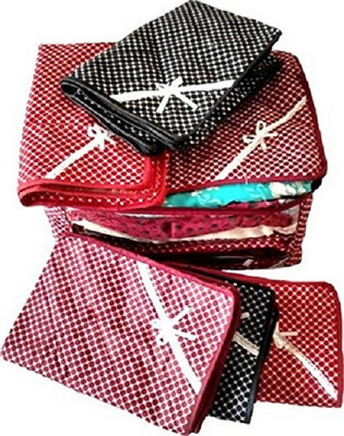 KUBER INDUSTRIES Designer Multi 3 Layered Quilted Printed Transparent Multi Saree Cover 10 15 Sarees Capacity Set of 6 sc050 Multicolor KUBER INDU