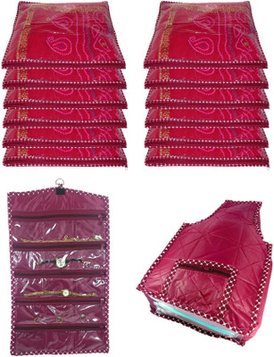 

Addyz Plain Combo Of 12 Pcs Saree Covers With 1 Blouse Cover And 1 Anklet Watch Cover Case Storage Multipurpose Bag(Maroon)