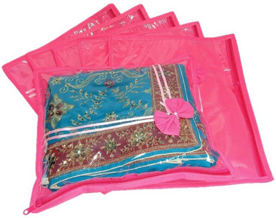 

Addyz Transparent top Single Saree Cover Pack of 6(Pink)
