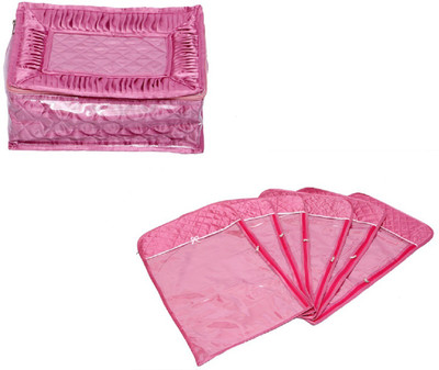 KUBER INDUSTRIES Designer Hanging Saree Cover Set of 6 Pcs Locker Jewellery kit Pink SLT034 Multicolor KUBER INDUSTRIES Garment Covers