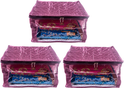 

Annapurna Sales Designer 9 Inch Height Side Transparent Big Saree Covers - Set of 3 Pcs. Purple00219(Purple)