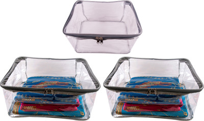 

Annapurna Sales Designer 9 Inch Height Full Transparent Big Saree/Blouse & Peticot Cover - Set of 3 Pcs. Grey00487(Grey)