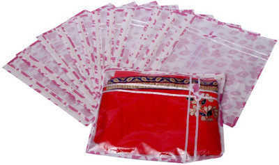 KUBER INDUSTRIES Designer Printed Non Wooven Saree Cover Set of 12 Pcs Pink MKU006688 Pink KUBER INDUSTRIES Garment Covers