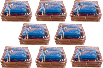 

Annapurna Sales Designer 5 Inch Height Front Transparent Large Saree Cover - Set of 8 Pcs. Golden00384(Golden)