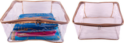 

Annapurna Sales Designer 9 Inch Height Full Transparent Big Saree/Blouse & Peticot Cover - Set of 2 Pcs. Golden00480(Golden)