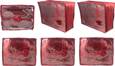 

Annapurna Sales Designer Large & Small Saree Covers and Churi/Bangles Case - Set of 6 Pcs. Maroon00132(Maroon)