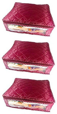 KUBER INDUSTRIES Designer Saree cover , Wardrobe Organiser, Regular Cloth Bag Set of 3 Pcs sc064 Maroon KUBER INDUSTRIES Garment Covers