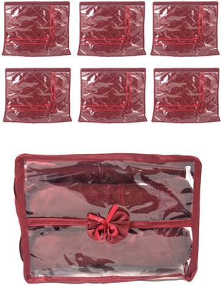 

Annapurna Sales Maroon Satin Single Saree Cover and Transparent Churi or Bangles Case - Set of 7 Pouch(Maroon)