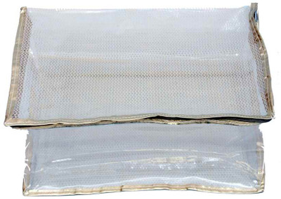 KUBER INDUSTRIES Designer Saree Cover Golden Full Transparent Net MKU5042 Gold KUBER INDUSTRIES Garment Covers