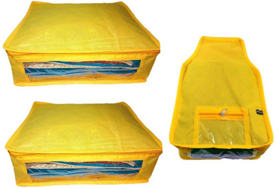 

Addyz Plain Combo of ladies Large Non - woven 2Saree and 1Blouse Cover. Upto 5 - 6SC and 9-10BC each(Yellow)
