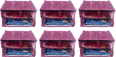 

Annapurna Sales Designer 9 Inch Height Side Transparent Big Saree Covers - Set of 6 Pcs. Purple00221(Purple)