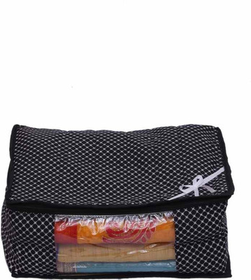 KUBER INDUSTRIES Designer Saree Cover in Polk dots MKU73038 Black KUBER INDUSTRIES Garment Covers