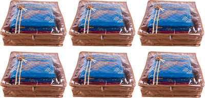 

Annapurna Sales Designer 5 Inch Height Front Transparent Large Saree Cover - Set of 6 Pcs. Golden00383(Golden)