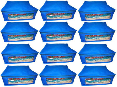 

Addyz Plain 12pcs ladies Large Non - woven Saree cover Upto 5 - 6 each(Blue)