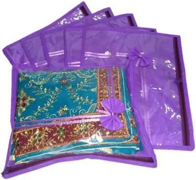 

Addyz Transparent top Single Saree Cover Pack of 6(Purple)