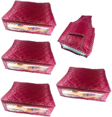 Addyz Plain 4 Saree Cover And 1 Blouse Cover Combo Maroon Addyz Garment Covers