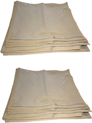 

Addyz Plain 24 Pcs Saree Bedsheet Cover Bags Packaging Storage Cloth Clear Plastic Zip(Beige)