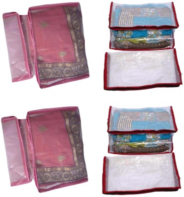 Fashion Bizz Premium Red And Pink Net Saree Cover Combo of 8 Pcs RPN8(Others)