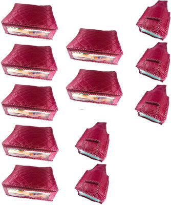 

Addyz Plain Pack of 7 Saree and 5 Blouse Cover Combo(Maroon)