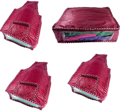 

Addyz Plain Set Of 1 Saree And 3 Blouse Cover Combo(Maroon)