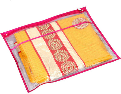 

Kuber Industries Designer Single Packing Transparent Saree Cover Set Of 6 Pcs (With Zip Lock) KUBS0032(Pink)