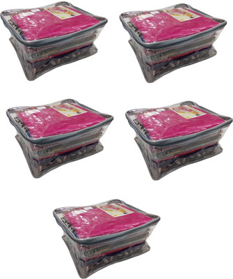

Addyz Plain 5 Pcs Large Transparent Saree Cover Keep Upto 12 - 14 Each(Transparent)