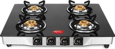 Pigeon Jumbo Burner Stainless Steel, Glass Manual Gas Stove  (4 Burners)