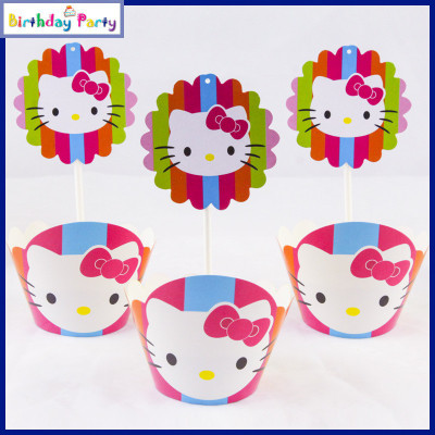 

Funcart Hello Kitty theme cup cake wrapper Kitty paper Gift Wrapper(Mutlicolor)