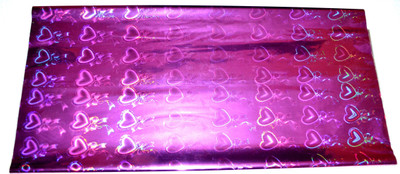 Pin to Pen Gift Wrapping Holographic Sheet 19 Inch Pink Hearts Plastic Gift Wrapper(Purple)