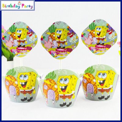 

Funcart Spongy Bob Theme cup cake wrapper Spongy Bob paper Gift Wrapper(Mutlicolor)