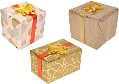 

Star Golden Color Combo of 3 Designs Italian Sheets Gift Wrapper(Golden)