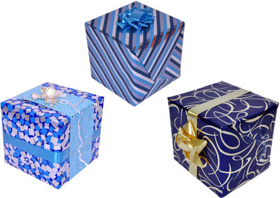 

Star Shades Of Blue Combo Of 3 Designs 5 Sheets Each Italian Paper Gift Wrapper(Blue)