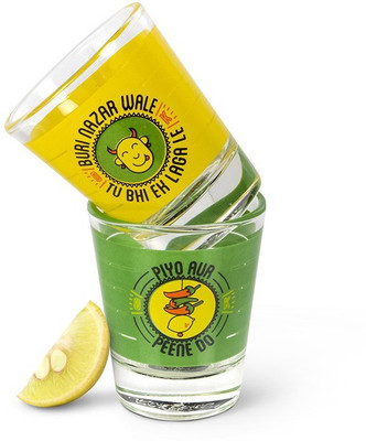 Happily Unmarried Glass Set(60 ml, White, Pack of 2)