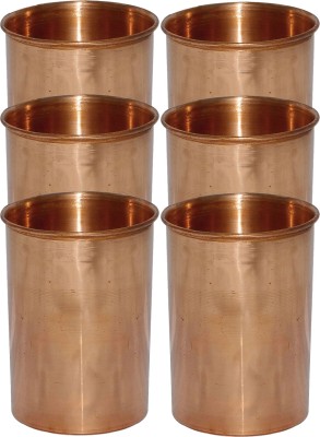 Prisha India Craft (Pack of 6) glass029-6 Glass Set Water/Juice Glass(249 ml, Copper, Gold)