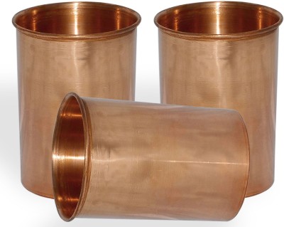 Prisha India Craft (Pack of 3) tumbler029-3 Glass Set Water/Juice Glass(249 ml, Copper, Gold)