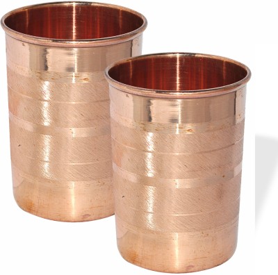 Prisha India Craft (Pack of 2) glass019-2 Glass Set Water/Juice Glass(240 ml, Copper, Gold)
