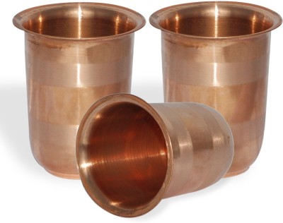 Prisha India Craft (Pack of 3) tumbler030-3 Glass Set Water/Juice Glass(249 ml, Copper, Gold)
