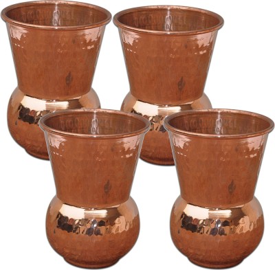 Prisha India Craft (Pack of 4) glass005-4 Glass Set Water/Juice Glass(470 ml, Copper, Gold)