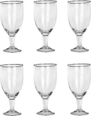 Somil (Pack of 6) Somil Designer Stylish Royal Wine Glass Set Of 6 Glass Set Wine Glass(350 ml, Glass, Clear)