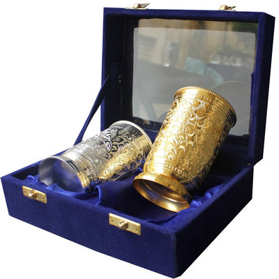 15% OFF on Dekor World (Pack of 2) DWDT-0104 Glass Set(110 ml, Brass)