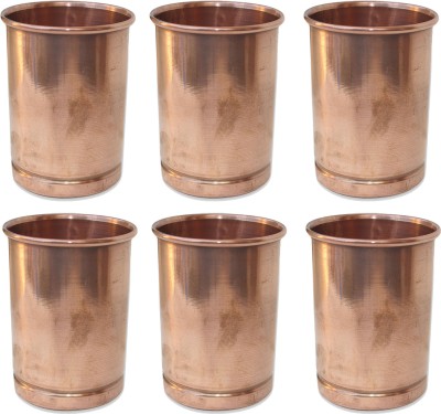 Prisha India Craft (Pack of 6) glass014-6 Glass Set Water/Juice Glass(350 ml, Copper, Gold)