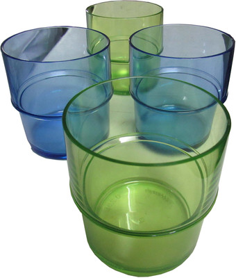 Tupperware Preludio Tumbler Green and Blue Glass Set(250 ml, Green, Blue, Pack of 4) available at flipkart for Rs.599